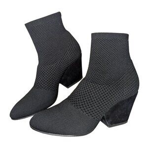 Eileen Fisher Dahlia Black Mesh Knit Sock Heeled Booties Black | 7